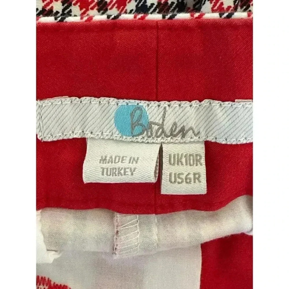 Boden Richmond 7/8 Trousers Women’s Size 6R in Houndstooth Red and Navy - Picture 6 of 7